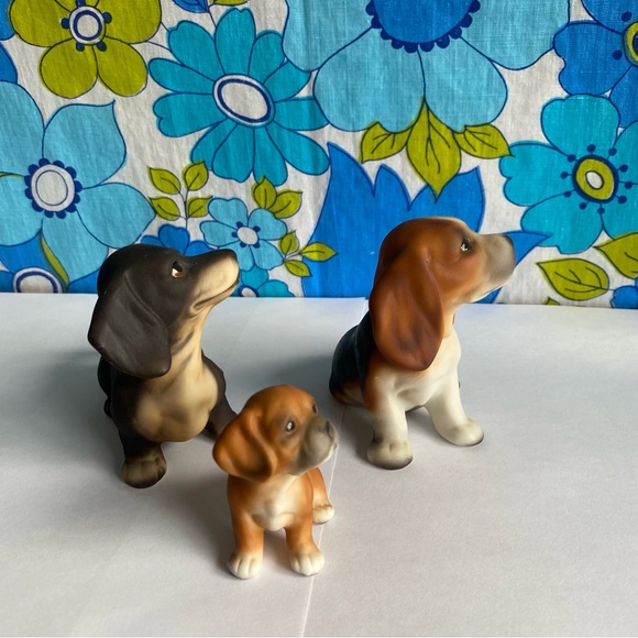 Vintage puppy dog figurine set of 3 basset hound dachshund & boxer puppy - Picture 4 of 7
